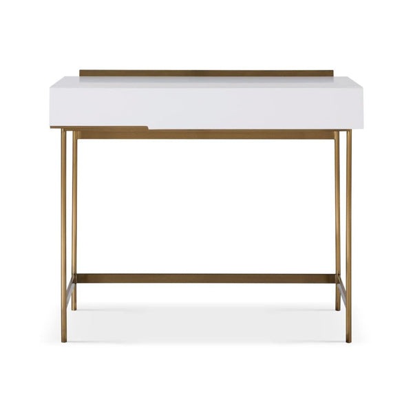 Product photograph of Gillmore Alberto White With Brass Accent Dressing Table from Olivia's