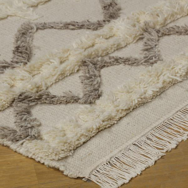 Product photograph of Andrew Martin Lusaka Taupe Rug Cream 305 X 4 X 244cm from Olivia's.