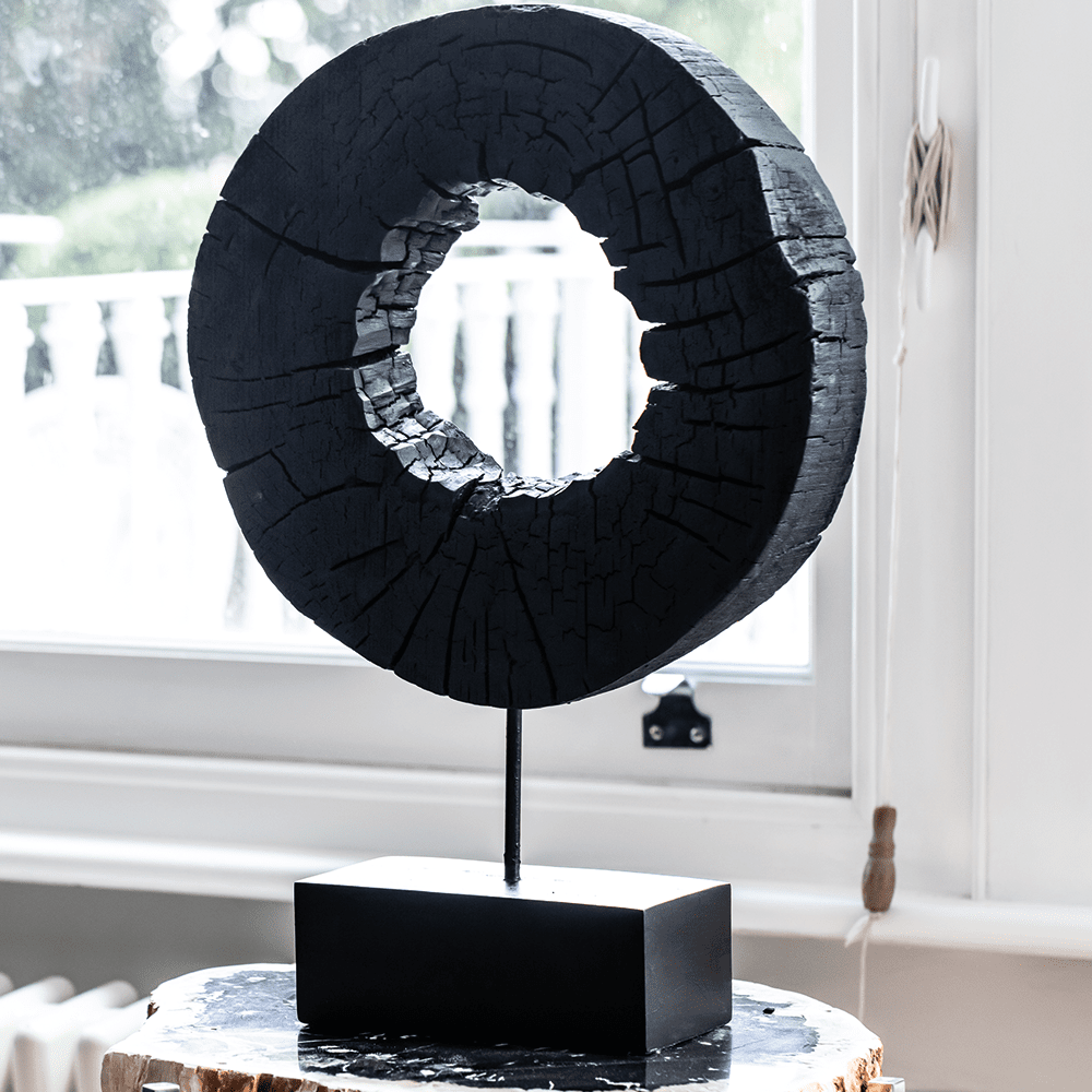 Product photograph of Olivia S Black Wooden Sculpture Small from Olivia's.
