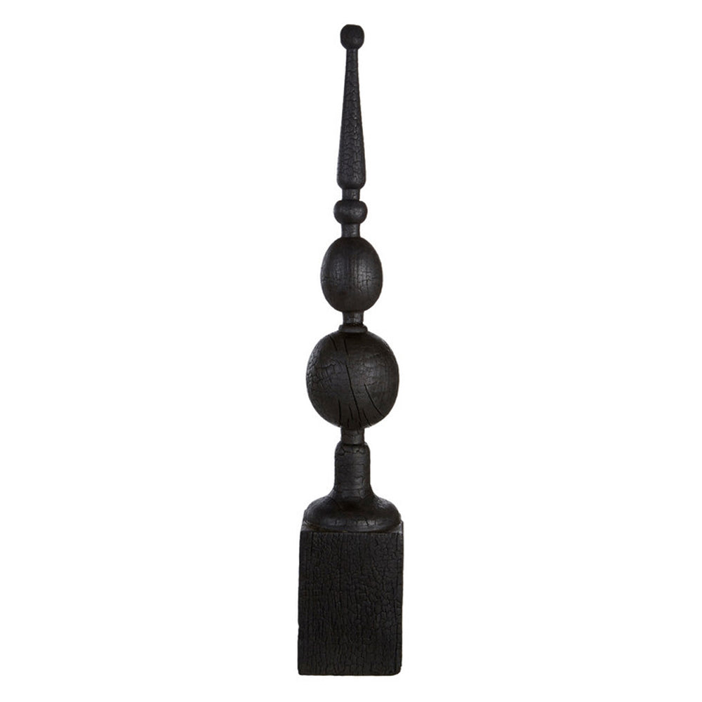 Product photograph of Olivia S Black Wooden Finial Sculpture from Olivia's