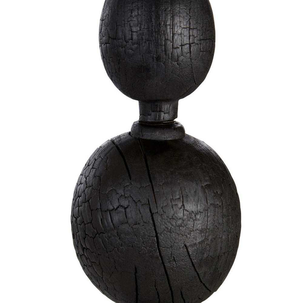 Product photograph of Olivia S Black Wooden Finial Sculpture from Olivia's.