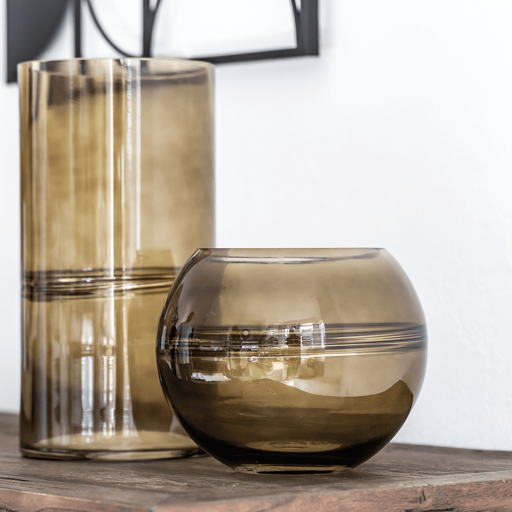 Product photograph of Olivia S Luxe Collection - Amber Round Vase from Olivia's