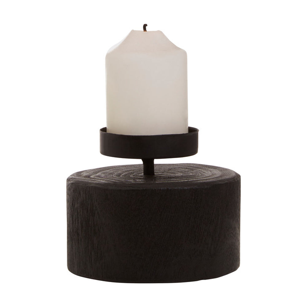 Product photograph of Olivia S Wooden Black Candle Holder Small from Olivia's.