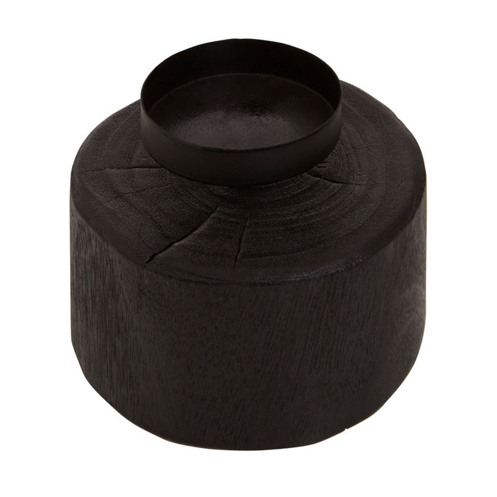 Product photograph of Olivia S Wooden Black Candle Holder Small from Olivia's.
