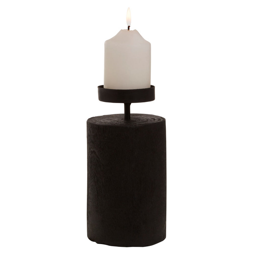 Product photograph of Olivia S Wooden Black Candle Holder Large from Olivia's.