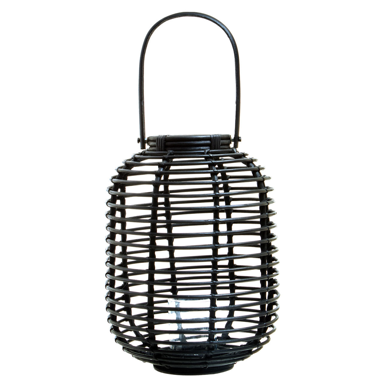 Product photograph of Olivia S Mara Candle Holder In Black Rattan Small from Olivia's