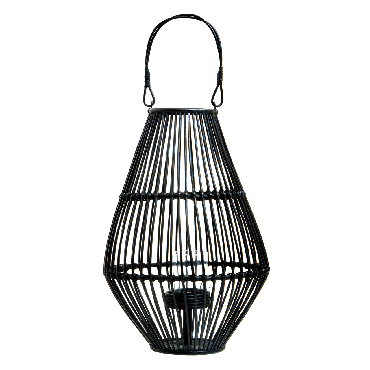Product photograph of Olivia S Mara Candle Holder In Black Rattan Medium from Olivia's