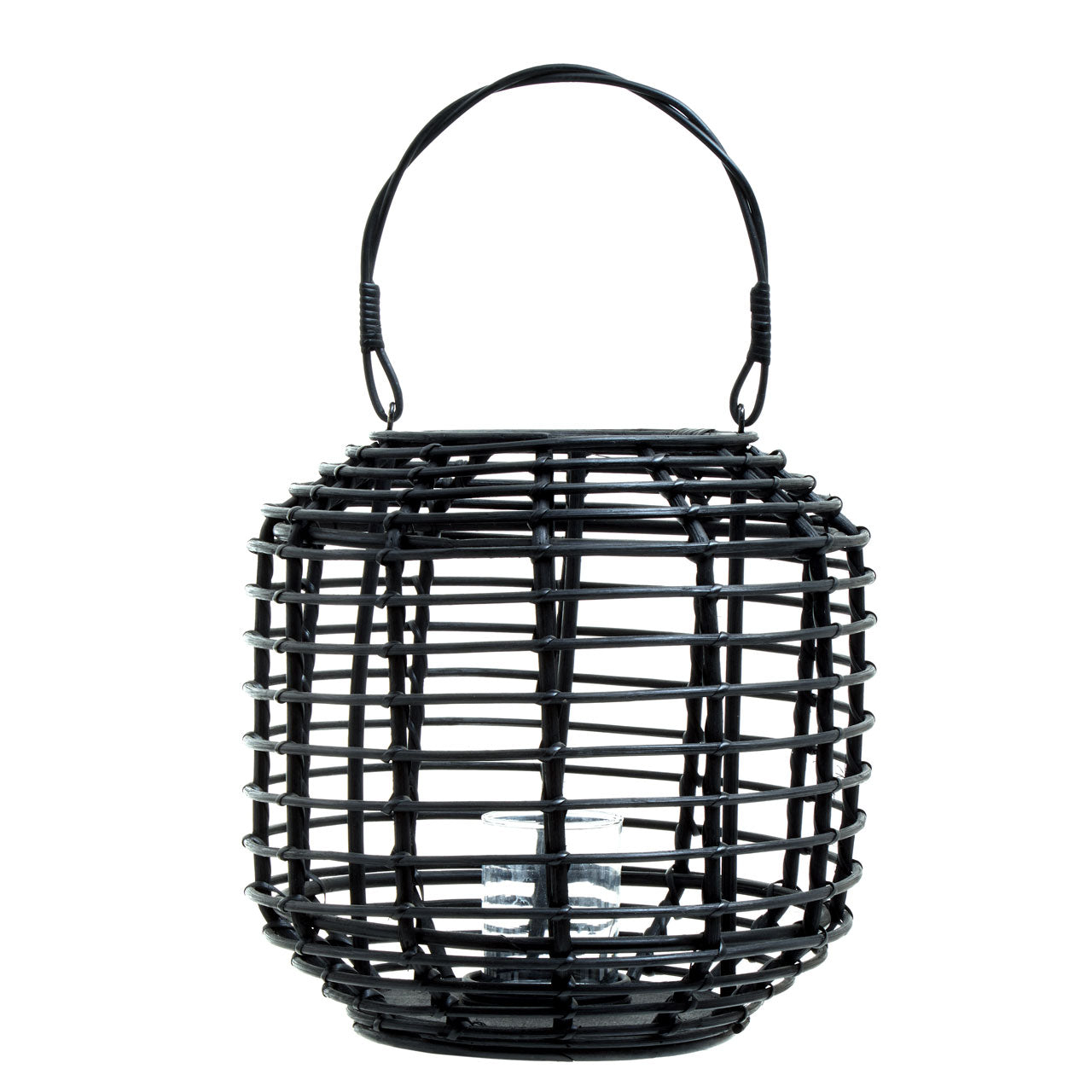 Product photograph of Olivia S Mara Candle Holder In Black Rattan Large from Olivia's