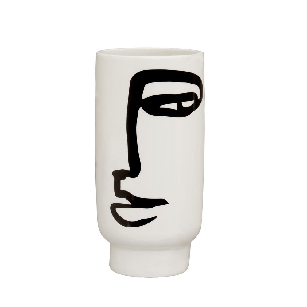 Product photograph of Olivia S Vera Face Vase In Black White from Olivia's