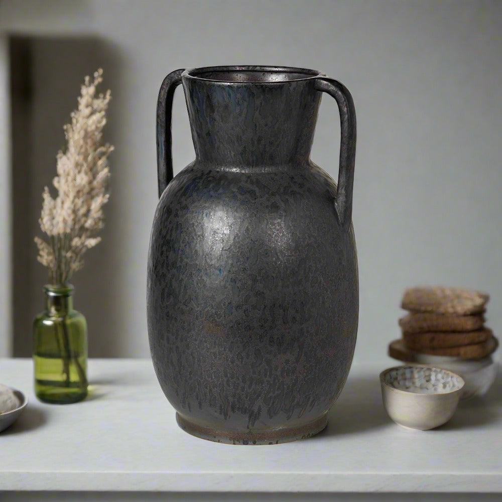 Product photograph of Broste Copenhagen Simi Vase Antique Grey And Black Small from Olivia's