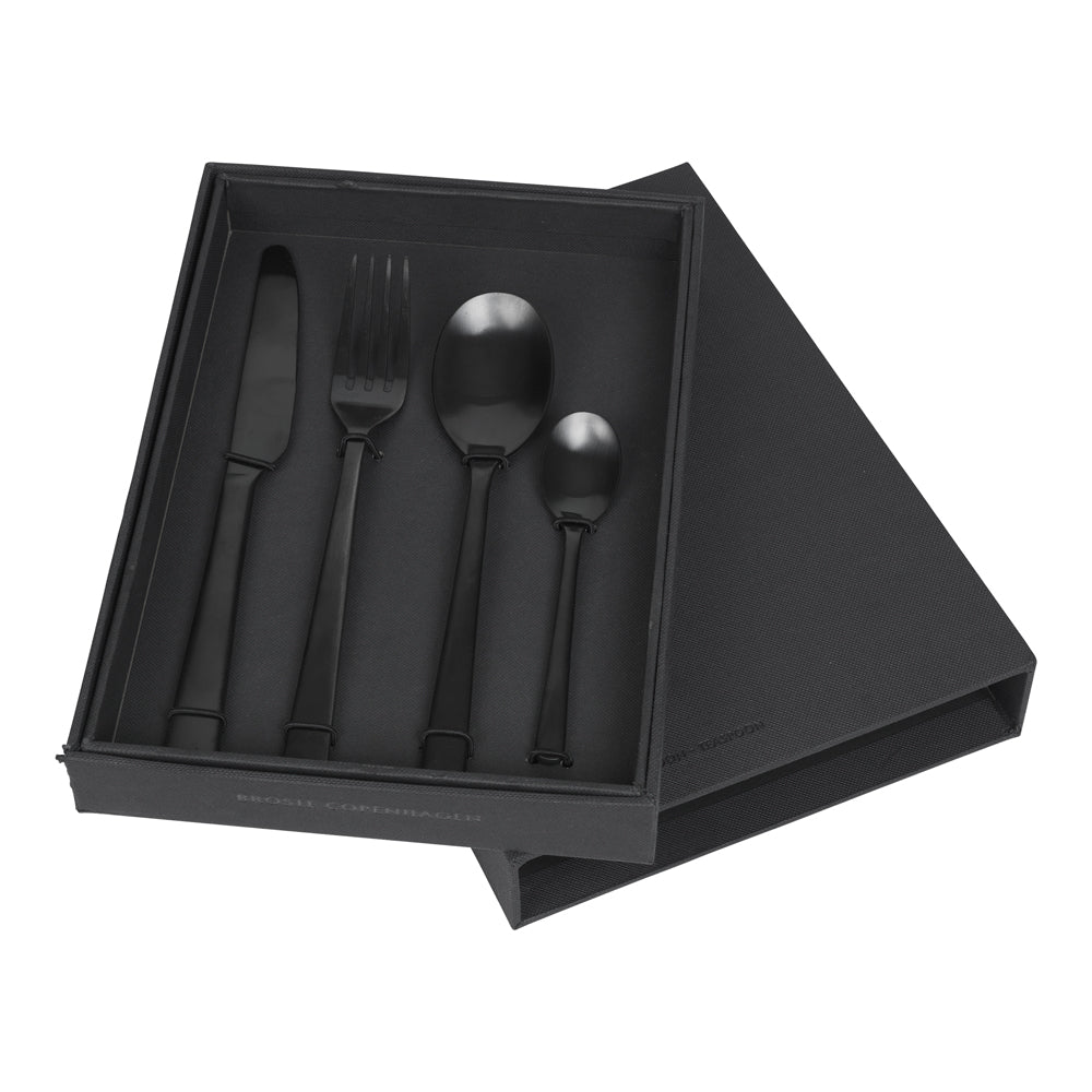 Product photograph of Broste Copenhagen Hune Cutlery Set In Black from Olivia's