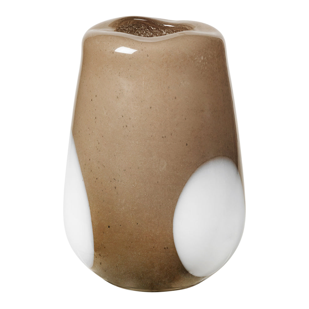 Product photograph of Broste Copenhagen Ada Dot Mouthblown Vase In Taupe - Small from Olivia's