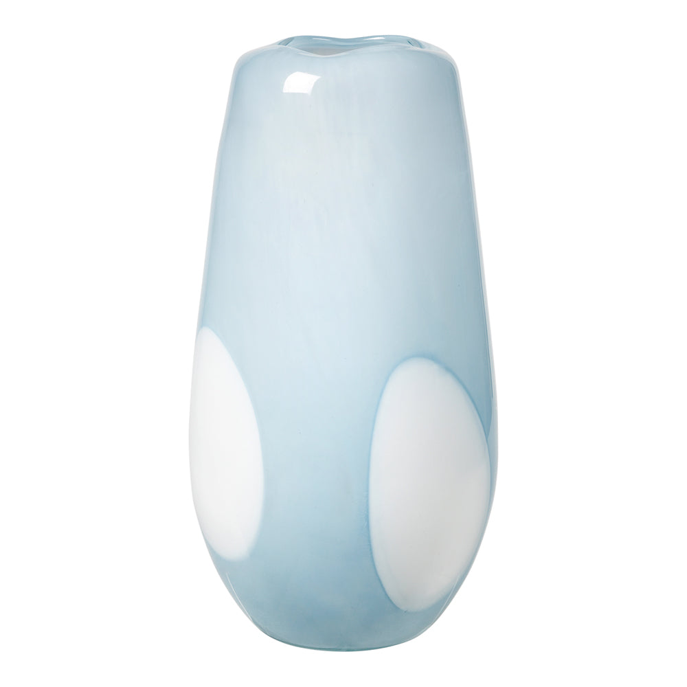 Product photograph of Broste Copenhagen Ada Dot Mouthblown Vase In Light Blue - Large from Olivia's