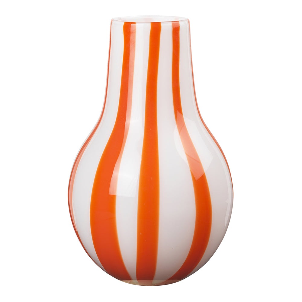 Broste Copenhagen Ada Stripe Mouthblown Vase In Orange