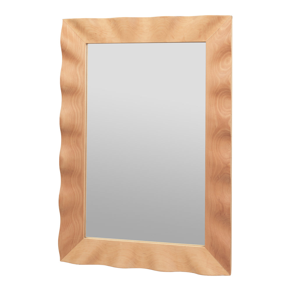 Product photograph of Broste Copenhagen Rectangular Wavy Mirror In Natural Brown from Olivia's