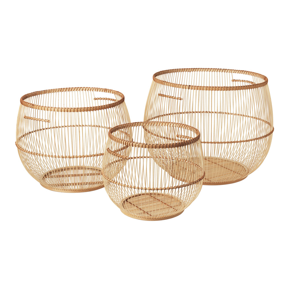Product photograph of Broste Copenhagen Set Of 3 Soffy Bamboo Baskets from Olivia's