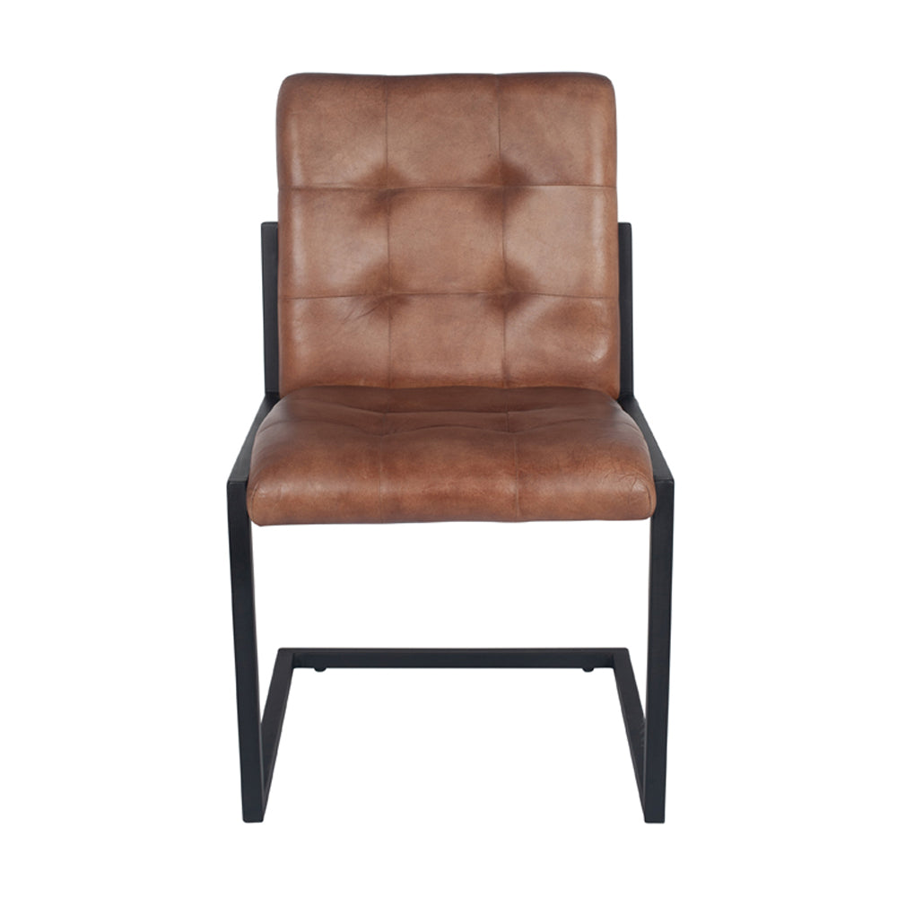 Product photograph of Olivia S Celina Vintage Leather And Iron Buttoned Chair In Brown from Olivia's