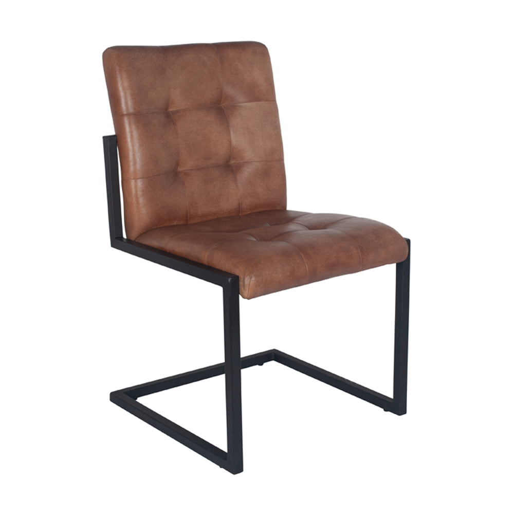 Product photograph of Olivia S Celina Vintage Leather And Iron Buttoned Chair In Brown from Olivia's.