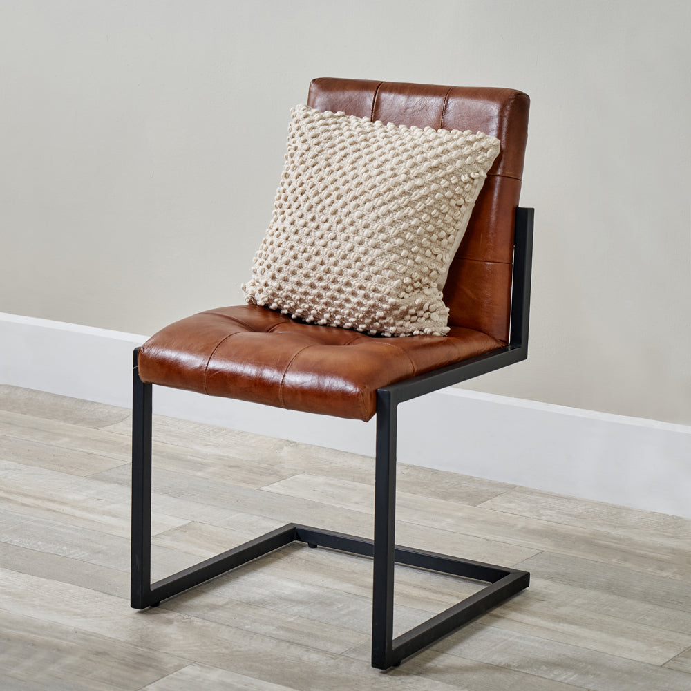 Product photograph of Olivia S Celina Vintage Leather And Iron Buttoned Chair In Brown from Olivia's.