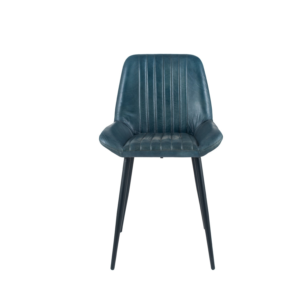 Olivias Liberty Leather And Iron Retro Dining Chair In Blue