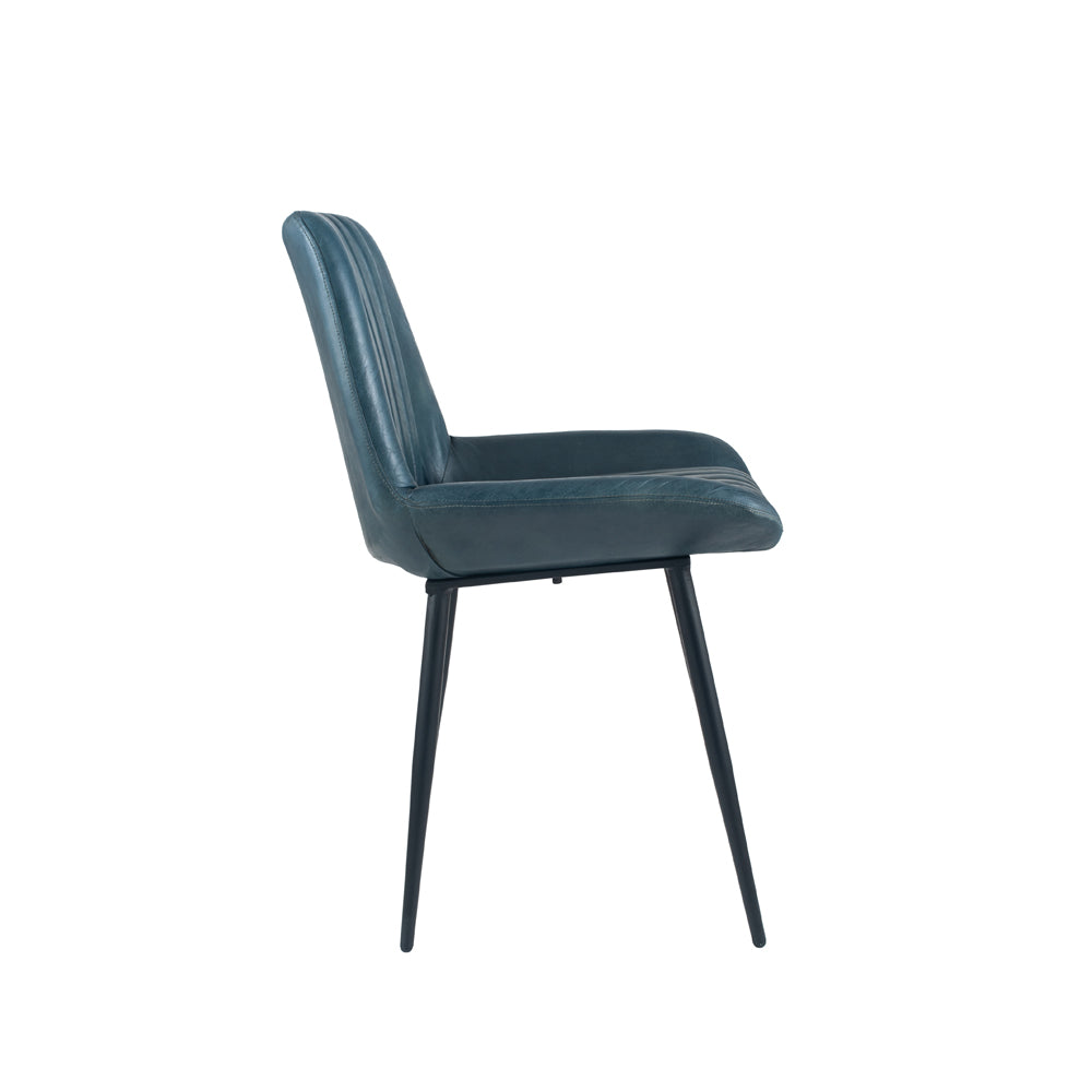 Product photograph of Olivia S Liberty Leather And Iron Retro Dining Chair In Blue from Olivia's.