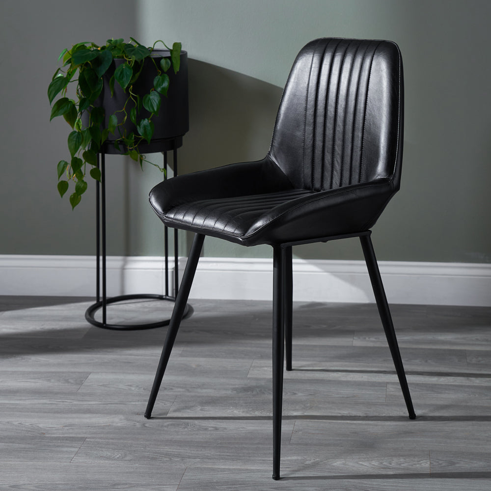 Product photograph of Olivia S Liberty Steel Leather And Iron Retro Dining Chair In Grey K D from Olivia's.