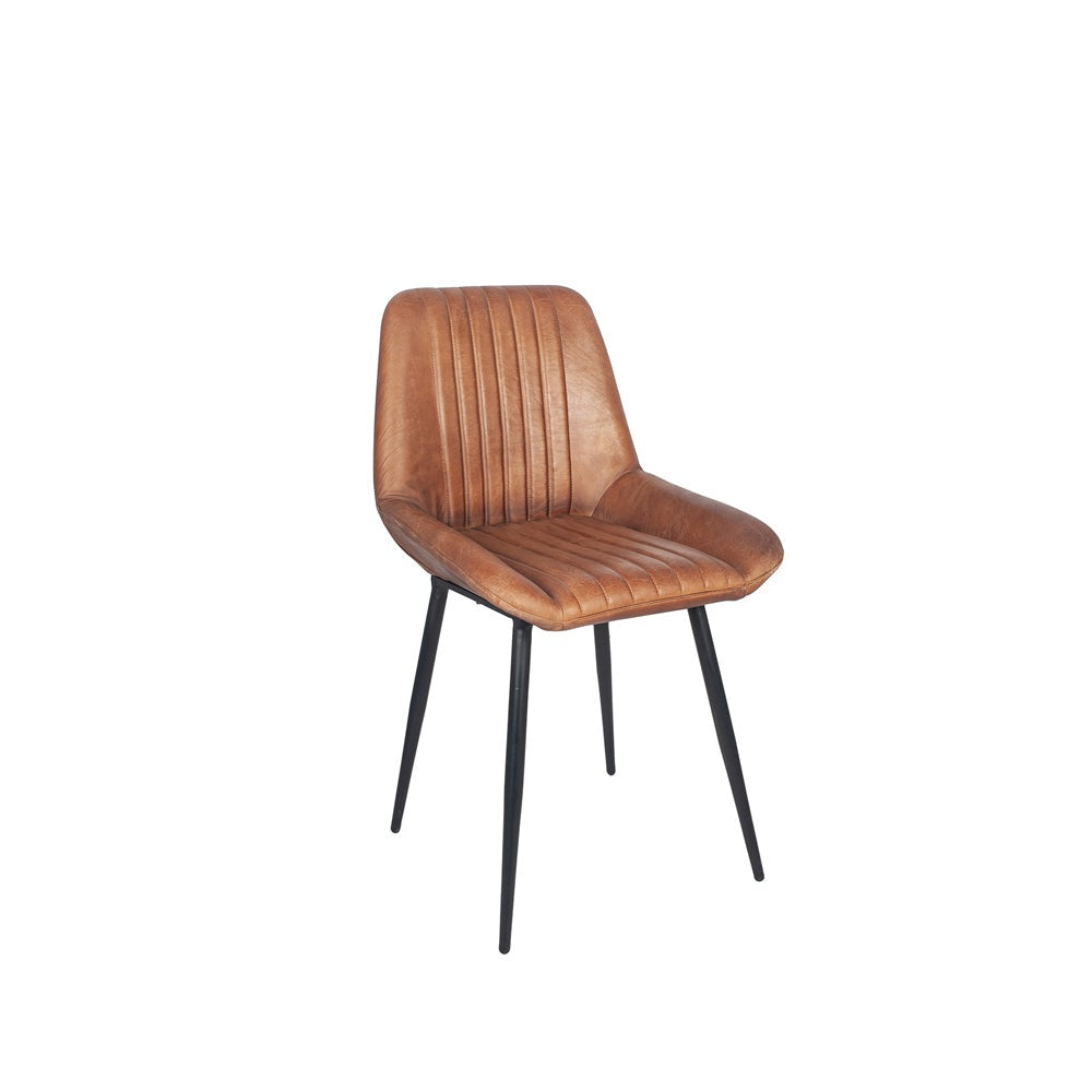 Product photograph of Olivia S Orbart Vintage Brown Leather And Iron Retro Dining Chair from Olivia's.