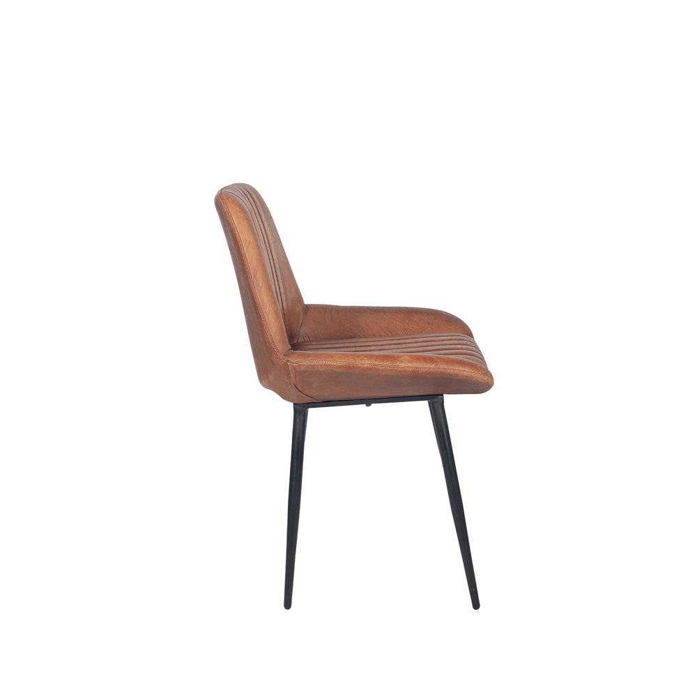 Product photograph of Olivia S Orbart Vintage Brown Leather And Iron Retro Dining Chair from Olivia's.
