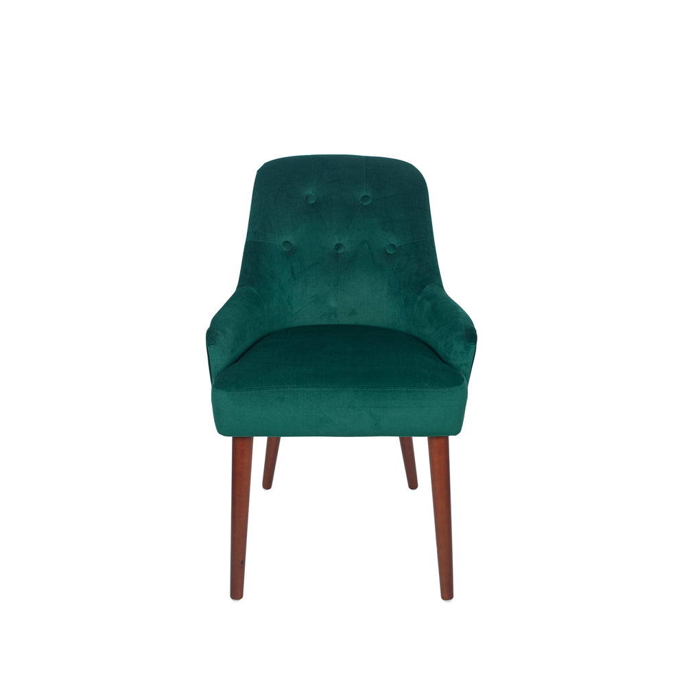 Product photograph of Olivia S Kayla Velvet Dining Chair With Walnut Effect Legs In Forest Green from Olivia's