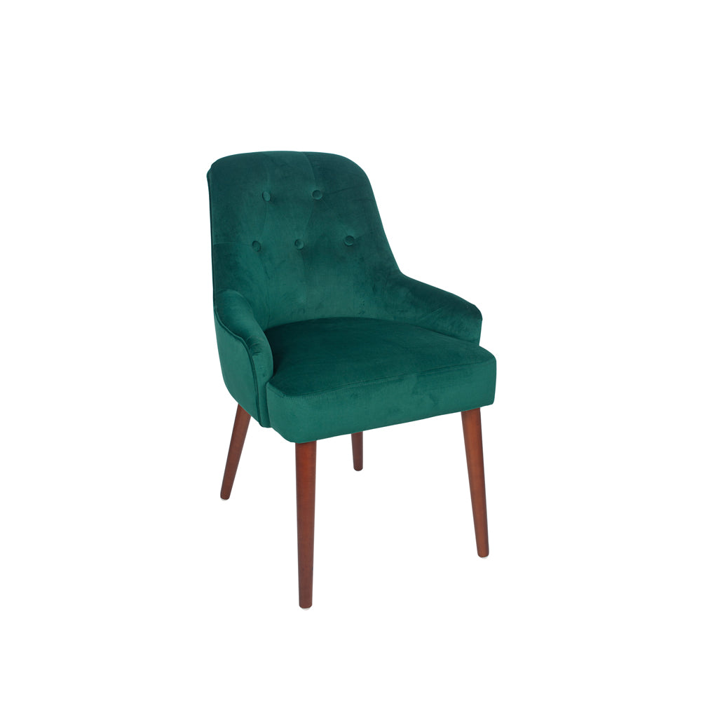 Product photograph of Olivia S Kayla Velvet Dining Chair With Walnut Effect Legs In Forest Green from Olivia's.