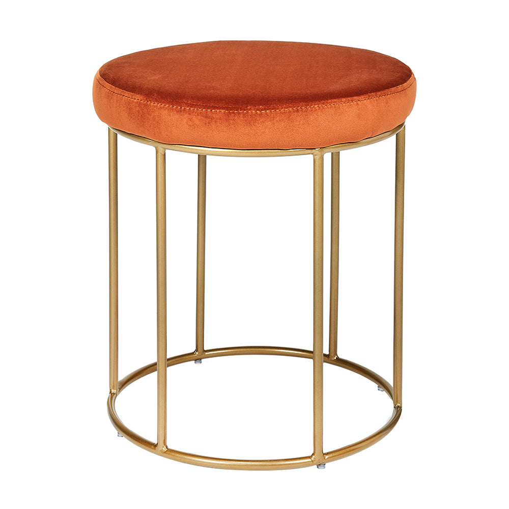 Product photograph of Olivia S Verona Tobacco Velvet Stool With Gold Metal Frame from Olivia's