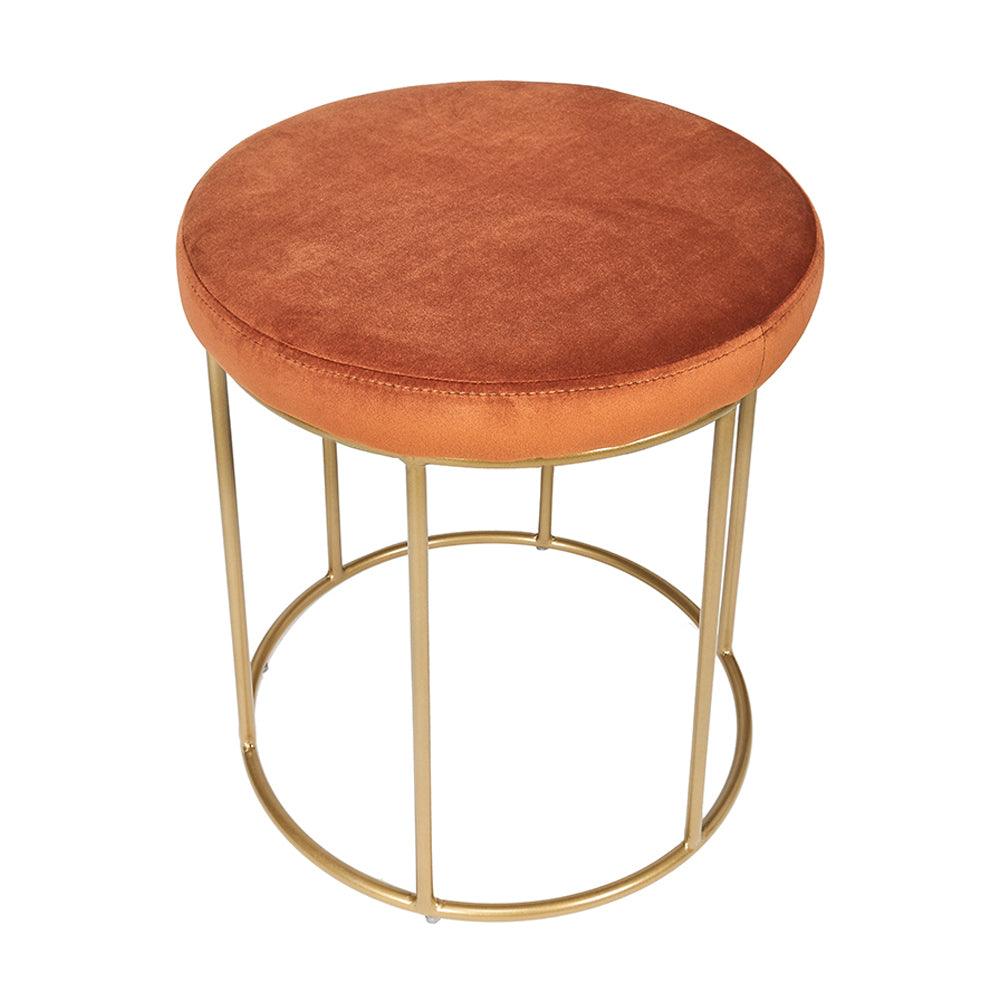 Product photograph of Olivia S Verona Tobacco Velvet Stool With Gold Metal Frame from Olivia's.