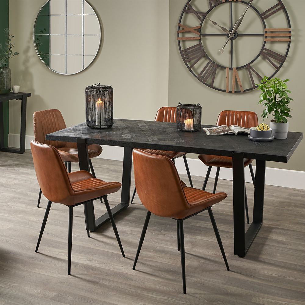 Product photograph of Olivia S Gianni Mango Wood And Iron Dining Table In Black from Olivia's.