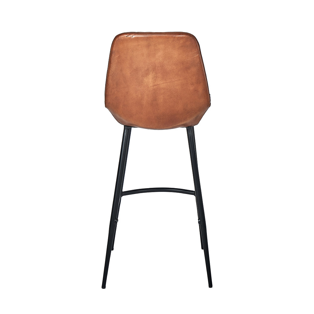 Product photograph of Olivia S Lia Vintage Brown Leather And Iron Retro Bar Stool from Olivia's.