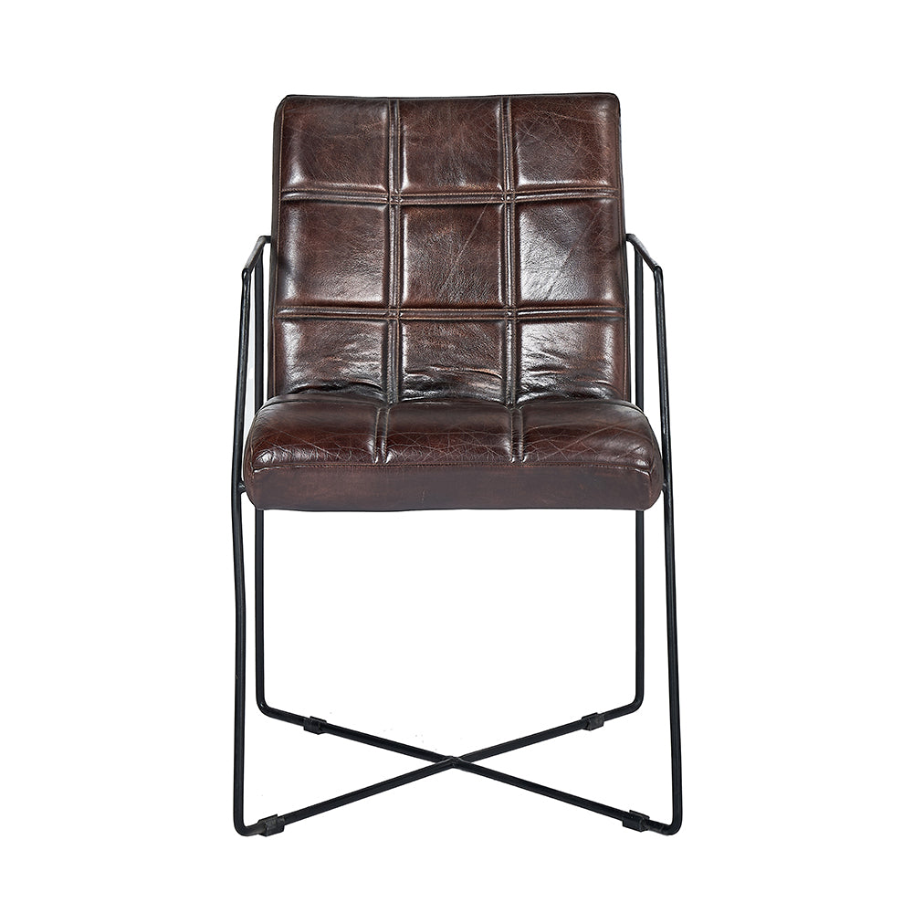 Olivias Hugo Mahogany Leather And Iron Armchair
