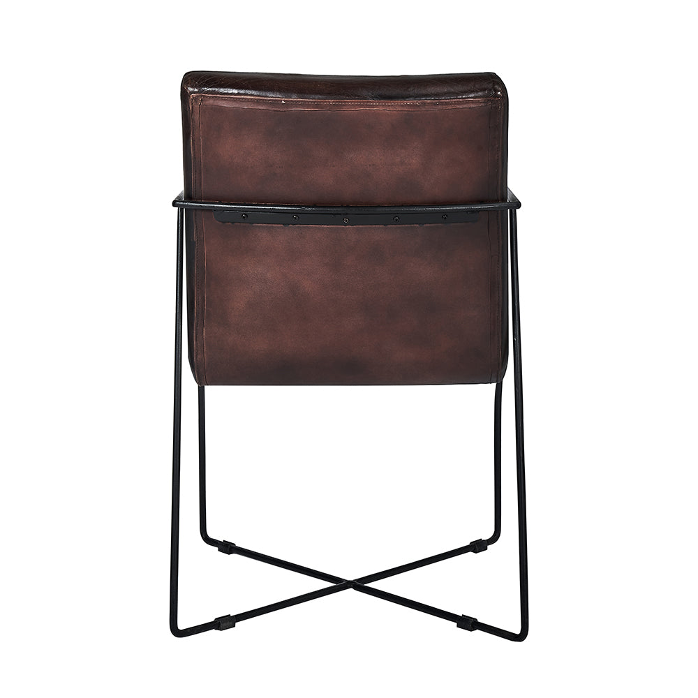 Product photograph of Olivia S Hugo Mahogany Leather And Iron Arm Chair from Olivia's.