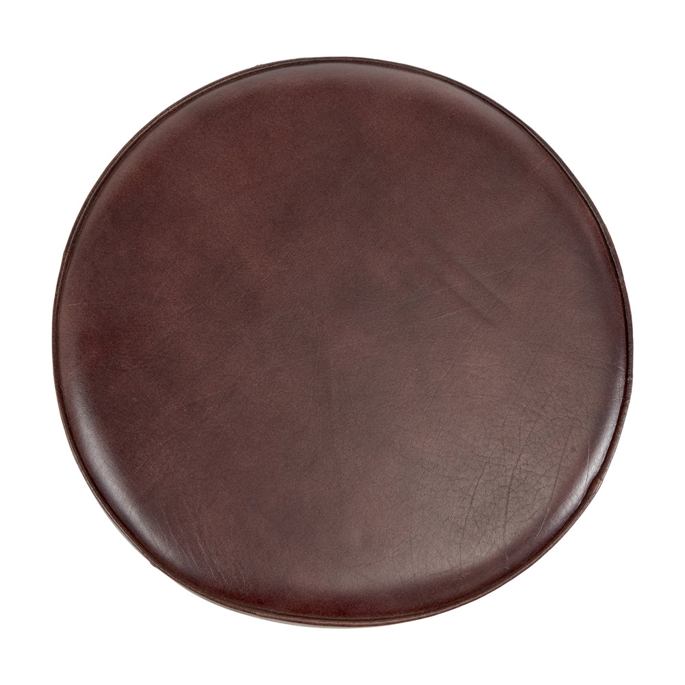 Product photograph of Olivia S Hugo Donato Mahogany Leather And Iron Stool from Olivia's.