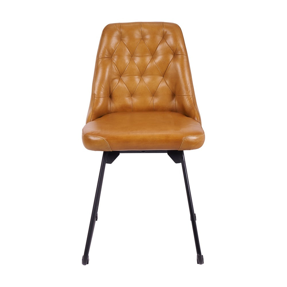 Product photograph of Olivia S Camille Leather And Iron Dining Chair from Olivia's