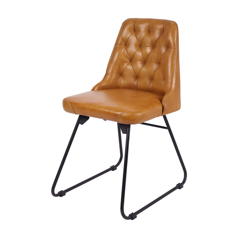 Product photograph of Olivia S Camille Leather And Iron Dining Chair from Olivia's.