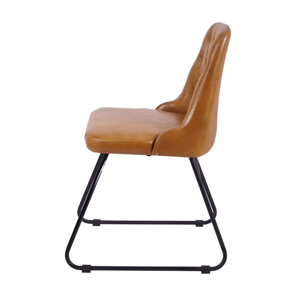 Product photograph of Olivia S Camille Leather And Iron Dining Chair from Olivia's.