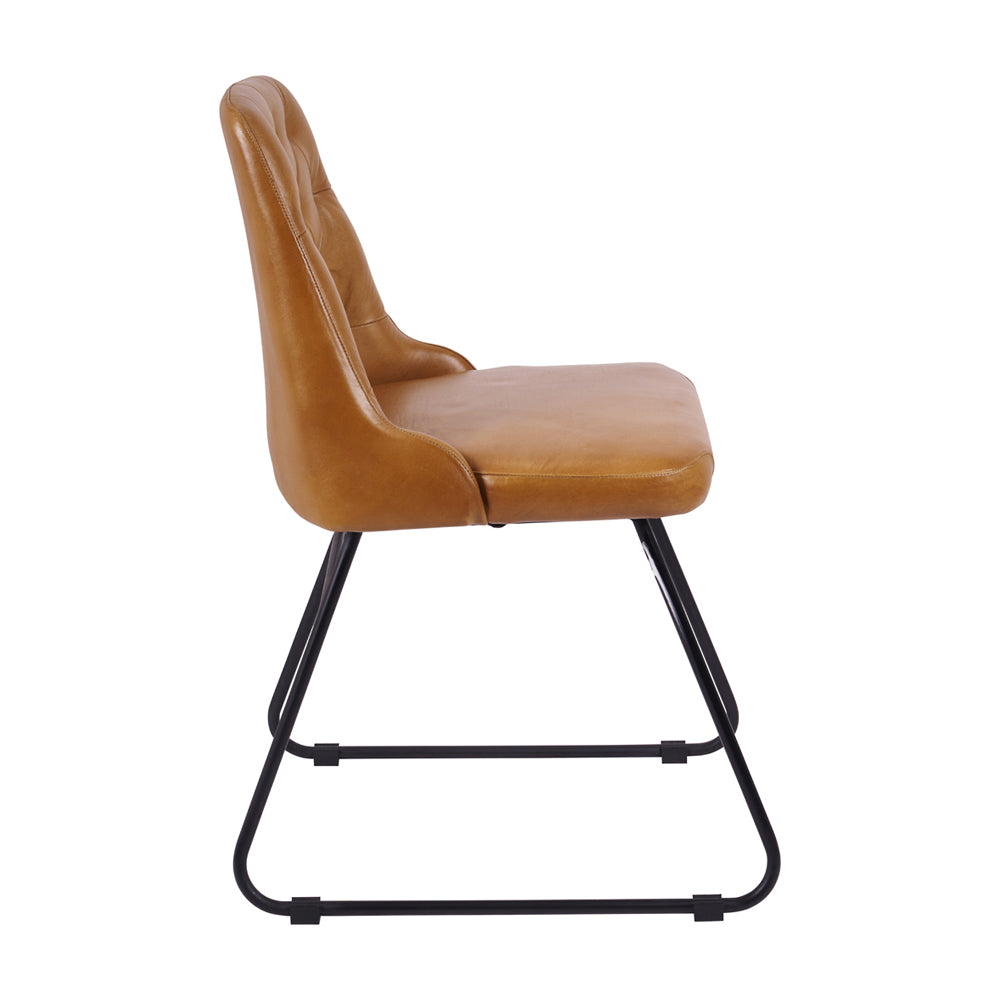 Product photograph of Olivia S Camille Leather And Iron Dining Chair from Olivia's.