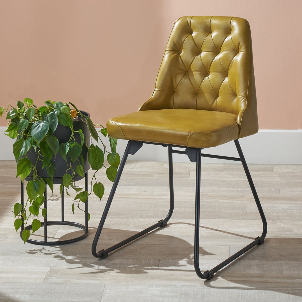 Product photograph of Olivia S Camille Leather And Iron Dining Chair from Olivia's.
