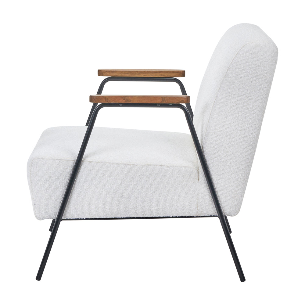 Product photograph of Olivia S Brodie Boucl Chair With Black Legs And Wooden Arms from Olivia's.