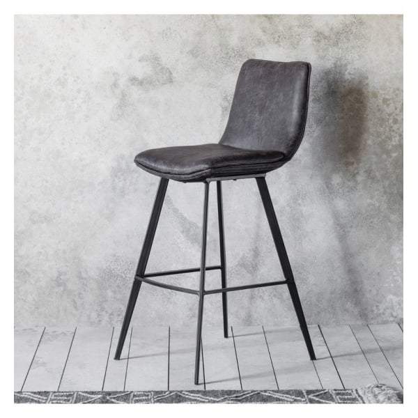 Gallery Direct 2x Palmer Grey Leather Bar Stool Outlet