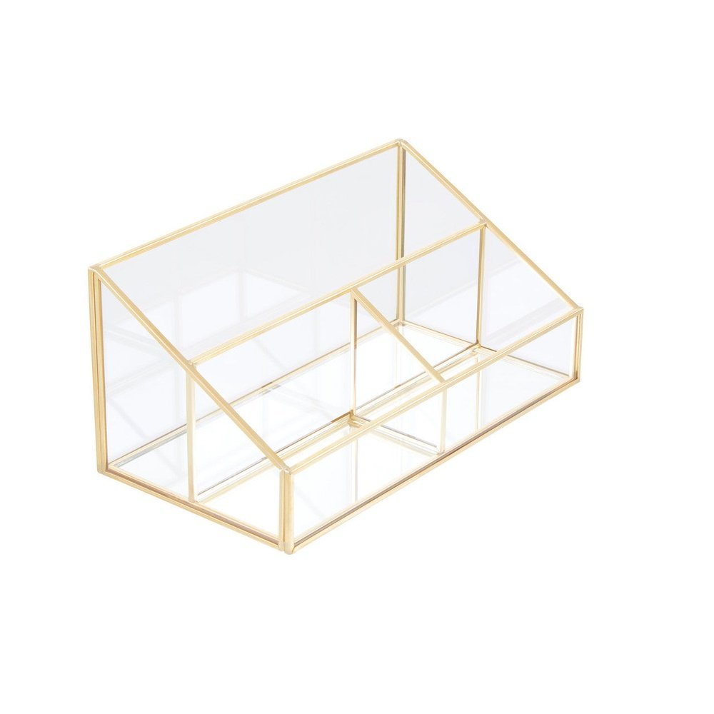 Product photograph of Olivia S Eloise 3 Compartment Cosmetics Organiser In Gold from Olivia's