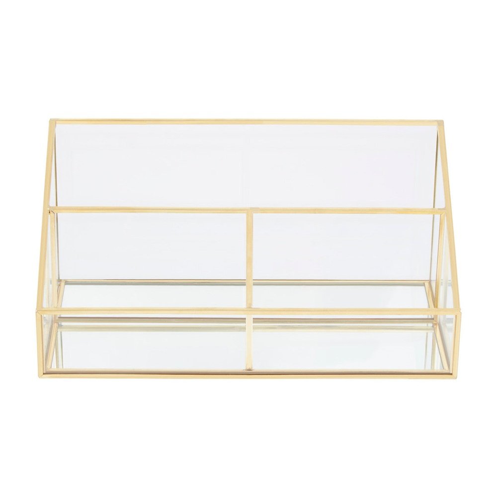 Product photograph of Olivia S Eloise 3 Compartment Cosmetics Organiser In Gold from Olivia's.