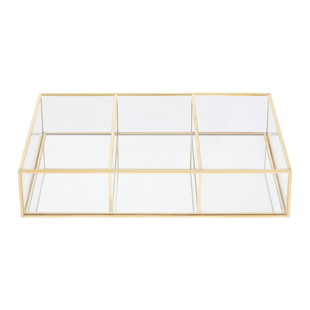 Product photograph of Olivia S Eloise Rectangle 3 Compartment Cosmetics Organiser In Gold from Olivia's