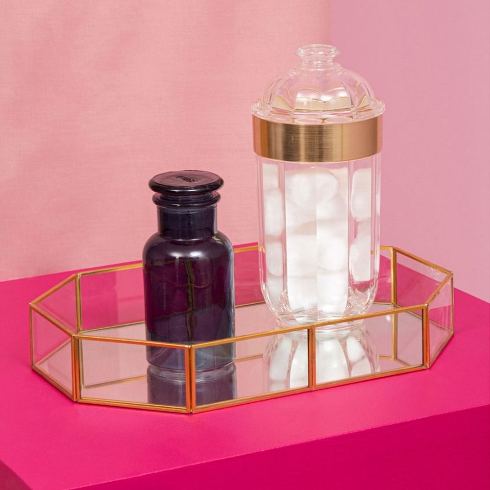 Product photograph of Olivia S Ella Octagonal Cosmetics Tray In Glass from Olivia's.