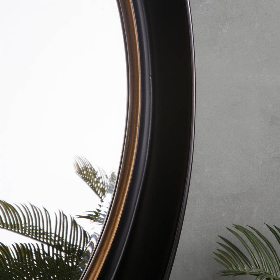 Product photograph of Gallery Interiors Fiddock Mirror In Black And Gold from Olivia's.