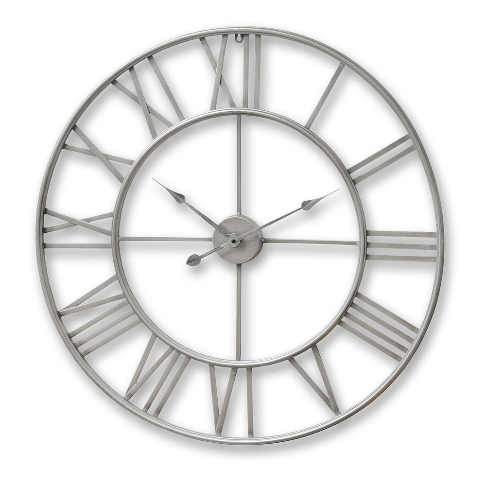 Product photograph of Hill Interiors Large Skeleton Wall Clock In Silver from Olivia's